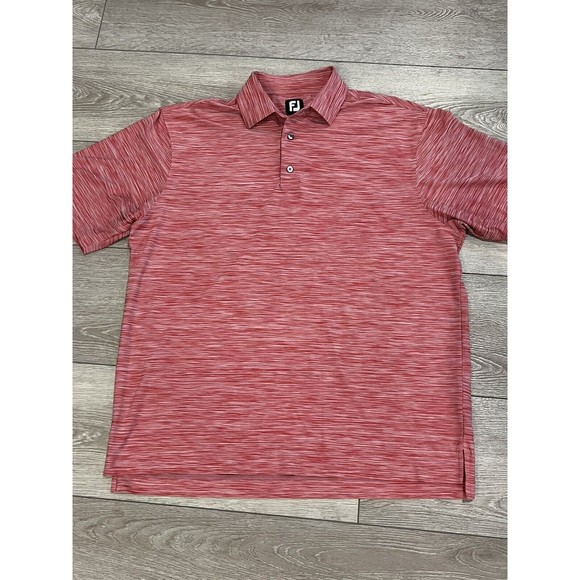 Footjoy FJ Polo Shirt Men's XL Heathered Red Short Sleeve Golf Stretch Preppy - Picture 1 of 8